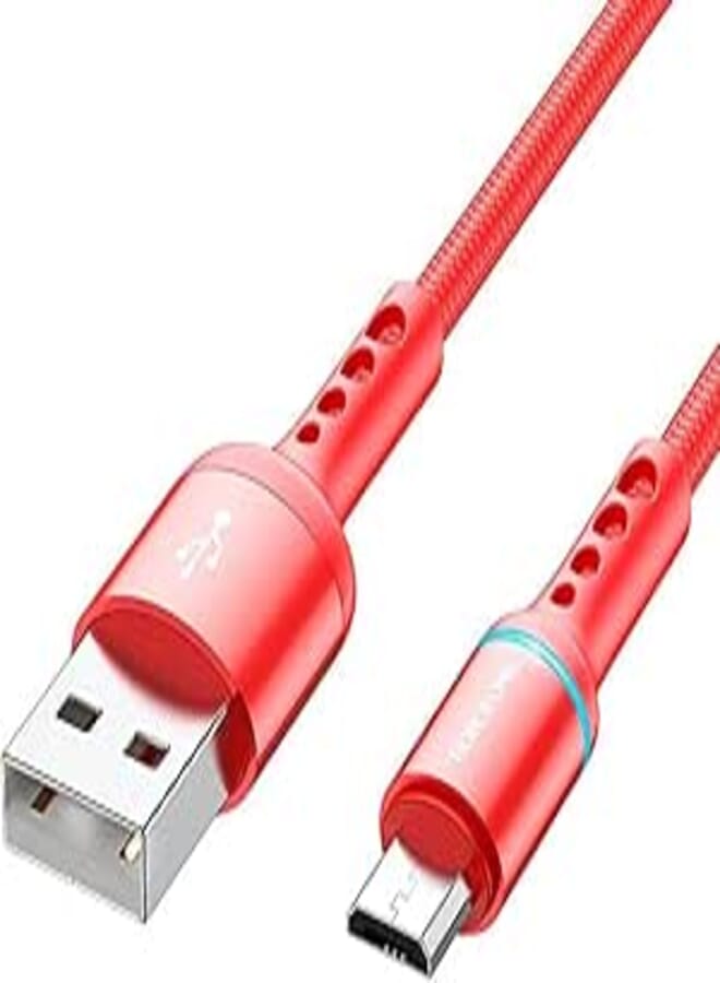 Borofone Bu33 Color Ring Charging Data Cable Usb To Micro-Usb- Red